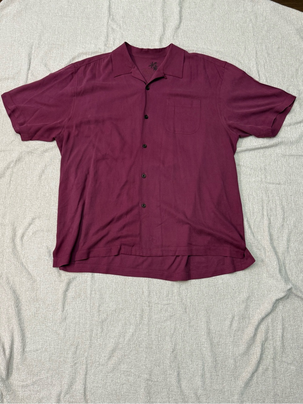 Tommy Bahama 100% Silk Camp Shirt XL Purple Quiet Luxury Resort Y2K